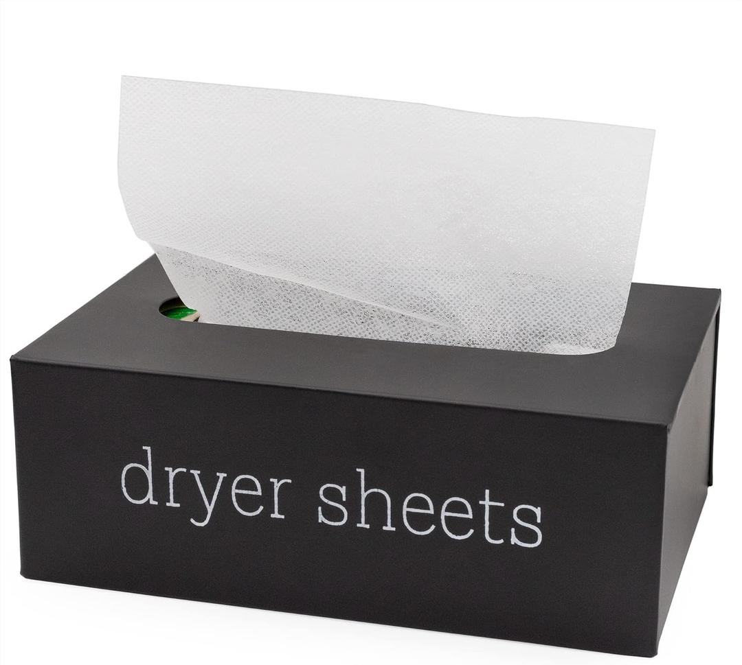 AuldHome Design Farmhouse Dryer Sheet Dispenser (Black); Countertop Enamelware Fabric Softener Sheet Holder for Laundry Room