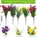 Grunyia 20 Bundles Artificial Flowers Outdoor No Fade UV Resistant Fake Plastic Flowers Faux Plants for Garden Patio Porch Window Box Home Wedding Farmhouse Hanging Dcor