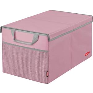 Rubbermaid Car Organizer, Collapsible Trunk Organizer, Multi-Compartment Car Storage Organization for Car Accessories, 2 Compartments With Cover, 21.65"*14.17"*12.2" - Pink