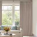 Memory Trained Pinch Pleated 100% Blackout Linen 80 Inch Curtains for Bedroom Room Darkening Light Blocking Burlywood Tan Window Curtain 80 Inches Long Living Room Black Out Pleat Drapes Dual Layer