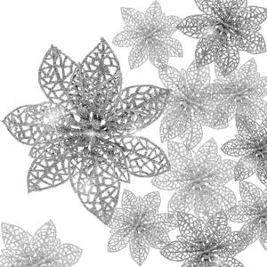 Boao 24 Pcs Christmas Glitter Poinsettia Artificial Flowers Christmas Tree Ornaments with Clips for Xmas Wreath Centerpieces Wedding Party Floral Decorations Multisize 3/4/6 Inch (Silver) Boao 24 Pcs Christmas Glitter Poinsettia Artificial Flowers Christmas Tree Ornaments with Clips for Xmas Wreath Centerpieces Wedding Party Floral Decorations Multisize 3/4/6 Inch (Silver)