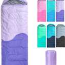 Sleeping Bag - 3 Seasons for Adults Kids Boys Girls Camping Hiking - Warm Cold Weather Lightweight Portable with Compression Bag for Backpacking in Spring, Summer, Fall and Winter (Single, 4 lbs-Purple)