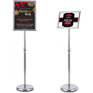 VAIIGO Heavy Duty Standing Sign Holder 8.5x11 Inch  Pedestal Floor Sign Stand with Weighted Base  Vertical & Horizontal View Poster/Menu Holder for Indoor/Outdoor Business Store Advertising, Silver