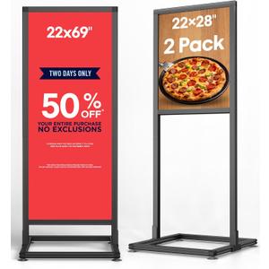 GUOHONG 2Pack Sign Holder Floor Stand, 2-In-1 Dual Size 2269 Inch & 2228 Inch All-Aluminum Alloy Poster Stand for Display Pedestal Sign Stand for Business, Office, Trade Show, Wedding (Frame Only)