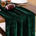 Socomi Green Velvet Valentine's Day Table Runner Cloth Decor 20 x 120 Inches 10ft Fabric Emerald Green Luxurious Thanksgiving Wedding Runner for New Year Bridal Shower