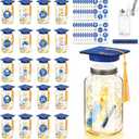 20 Sets 2026 Graduation Table Decoration with LED Lights, Mason Jar Graduation Centerpieces for Tables with Class of 2026 Felt Cap, Paper Roll, Stickers, College High School Grad Party Gifts(Blue)