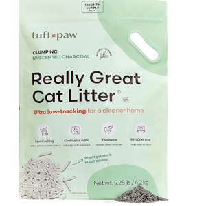 Tuft + Paw Really Great Cat Litter, Low Tracking Tofu Cat Litter, Clumping, Flushable, Odor Control, Dust-Free, Unscented - 9.25lbs 