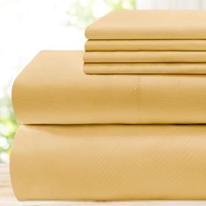 BYSURE 6 Pieces Bed Sheets Set(King, Gold) - Hotel Luxury Super Soft 1800 Thread Count 100% Microfiber Sheets with Deep Pockets, Wrinkle & Fade Resistant