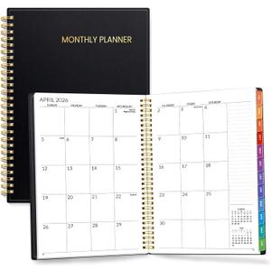 SUNEE Monthly Planner 2026-2027 - 18 Months Calendar Planner from Jul 2026 to Dec 2027, 7"x10" Yearly Planner with Tabs, Spiral Binding, Organizer for School Office Home, Black