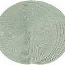 FunWheat Round Braided Placemats Set of 6 Place Mats for Dining Tables Woven Washable Non-Slip Table mats 15 inch(Fog Green, 6pcs)