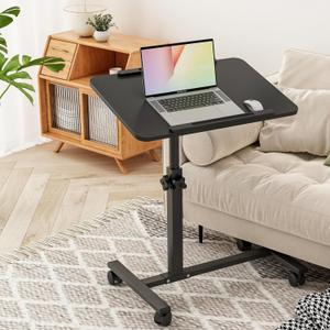 Bed Desk Adjustable Overbed Bedside Table Rolling Laptop Tray Desk Cart Height Portable Mobile Sit Stand Table Tilting Hospital Bed with Wheels, 1 Count