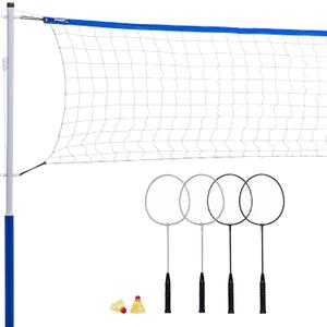 Franklin Sports Badminton Set - Complete Badminton Set with Net, Rackets + Birdies - Kids + Adults Outdoor Game Set - Portable Badminton Set - 4 Players