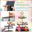 Honeydak 3 Sets of 3 Tier Serving Tray 3 Tiered Dessert Stand Wedding Cupcake Stand PP Plastic Cupcake Holder Dessert Tray Cake Fruit Candy Table Display Set for Birthday(Black)