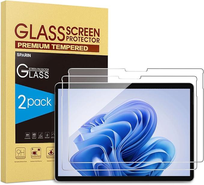 SPARIN [2 Pack] Screen Protector for Surface Pro 11 2024/Microsoft Surface Pro 9/Surface Pro 10/Surface Pro 8/Surface Pro X, [13 inch], 9H Tempered Glass/Support Surface Pen