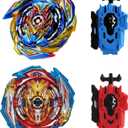 Gyros Turbos Set, 4D Arena Metal Fusion Battles Gyros, with Battling Top Launcher, Gift Sets for Kids,B163+B173-1