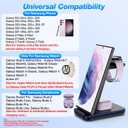 Wireless Charging Station for Samsung/Android, Fast Wireless Watch Charger Station Compatible for Samsung Galaxy S25 Ultra/S24/S23+/Z Flip 7/6 Fold 7/6, Watch8/7/Pro/Active 2 Galaxy Buds3/2 Pro(Black)