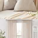 MIULEE Pack of 2 Decorative Linen Burlap Pillow Cover Square Solid Throw Cushion Case for Sofa Car Couch 18x18 Inch Taupe Bundle Natural White Linen Curtains 84 inches Long 2 Panels