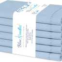 Blue Needles Set of 6 Hemstitch Linen Napkins 100% Cotton Ice Blue Cloth Dinner Napkins 18x18 inches - Spring Summer Easter - Soft, Reusable, Absorbent, Washable, Ideal for Parties & Everyday Use 