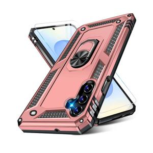 Heavy Duty Case for Samsung Galaxy S25 Plus Phone Case with Screen Protector, Military Grade Shockproof Rugged Protective Cover for Samsung S25 Plus, with Metal Ring Magnetic Kickstand (Pink)
