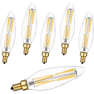 CREATE BRIGHT Edison Light Bulbs E12 Dimmable Candelabra LED Light Bulbs 100W Equivalent，B11 High Brightness Daylight White 5000K，Clear Glass，5 Pack