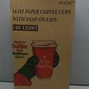 100 Pack 16 oz Christmas Disposable Coffee Cups with Snap-on Lids - for Hot or Cold Drinks, Paper Coffee Cups for Xmas Holiday Table Decorations Party Supplies, 5 Assorted Christmas Styles