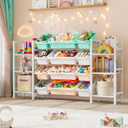 Extra Large Toy Storage - Toy Storage Organizer, Kids Bookshelf and Toy Organizer, 3-Tier Nursery Bookshelf with 12 Bins & Anti-Tip for Playroom Bedroom, White