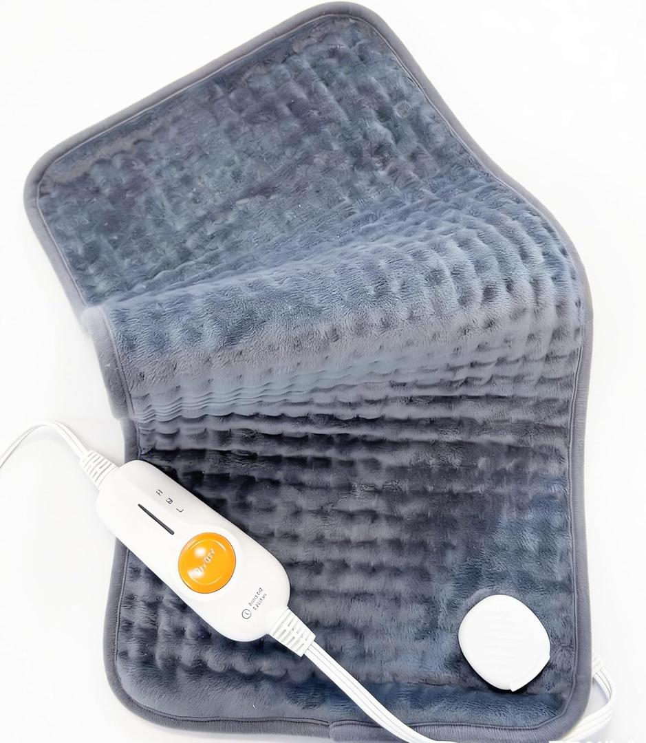 Boileau Electric Heating Pad for Back Pain Relief, 12"x24" XL Large and 3 Heating Levels Heat Pad for Cramps, Auto Shut Off and Machine Washable, Gifts for Men and Women, Grey