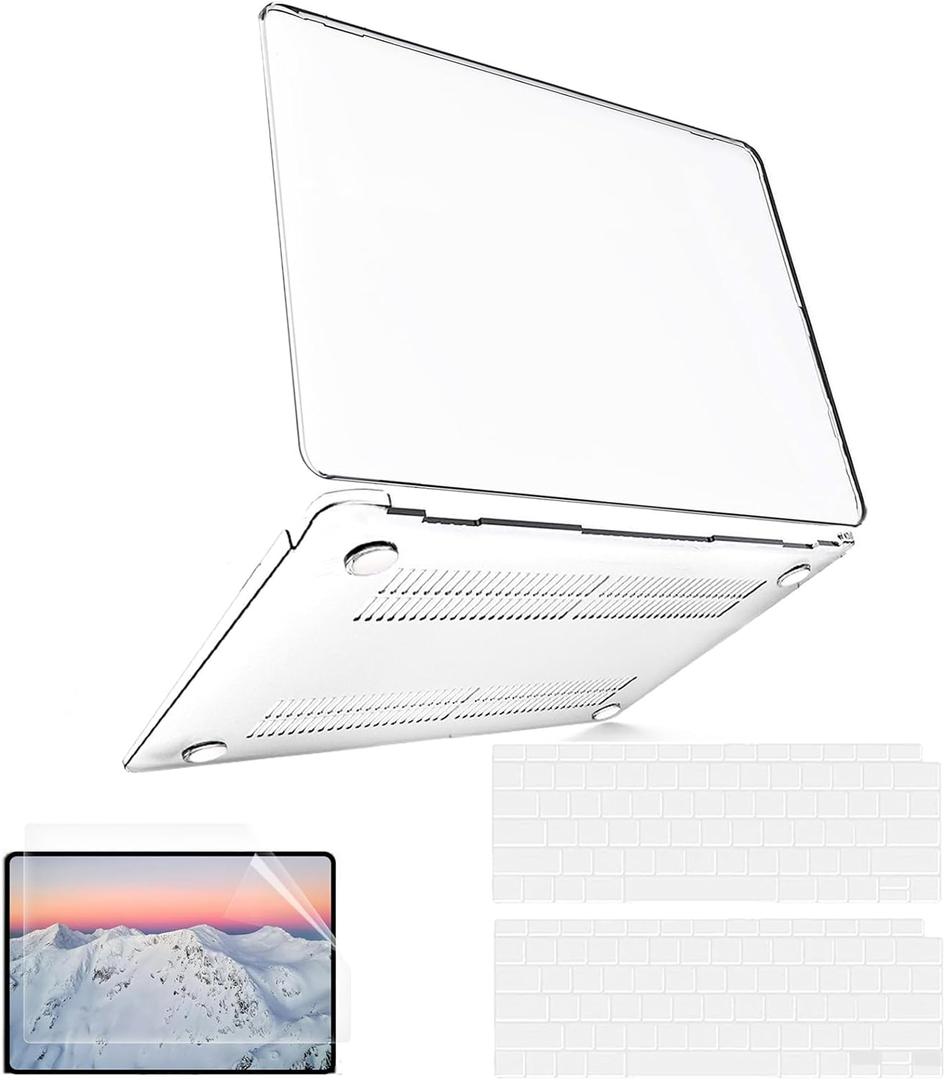 B BELK Compatible with 2025 2024 MacBook Air 13 inch Case,[100% Official Color] Sturdy MacBook Air 13.6" M4 M3 M2 (Model A3240/A3113/A2681) Laptop Hard Shell + Keyboard&Screen Cover, Midnight Clear (Transparent)
