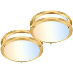 hykolity 13 inch Flush Mount LED Ceiling Light Fixture, 2700K/3000K/3500K/4000K/5000K Adjustable Ceiling Lights, Gold Saturn Dimmable Lighting for Hallway Bathroom or Kitchen ETL Listed