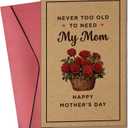 Mothers Day Cards for Mom from Daughter, Son - Mother's Day Card for Mom - Happy Mothers Days Cards from Kids - Single 5.3''x 8'' Flowers Folded Kraft Card with Red Envelope