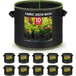 Grow Bags 5 Gallon10Pcs Heavy Duty 300G Fabric Pots for Plants,Thickened Nonwoven Garden Bags for Vegetables,Large Nursery Pots,Tomato, Green Line Border (5 Gallons) Grow Bags 5 Gallon10Pcs Heavy Duty 300G Fabric Pots for Plants,Thickened Nonwoven Garden Bags for Vegetables,Large Nursery Pots,Tomato, Green Line Border (5 Gallons)