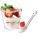 Monrocco 100 Pack 5 oz Dessert Cups with Lids and Spoons, Tall Appetizer Cup Clear Plastic Parfait Cups, Dessert Shot Glasses for Baby Shower Party, Wedding, Birthday Party