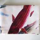 Ofat Home Chinese Ink Painting Koi Fish & Lotus Doorway Curtain Japanese Noren Lightweight Decorative Curtain for Apartment & Closet, 33.5" x 59"