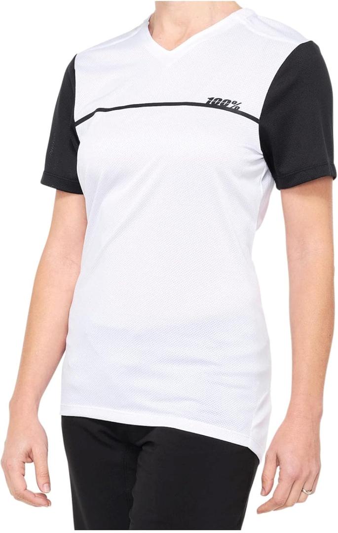 100% Ridecamp Women's Mountain Biking Jersey - All Mountain Riding Apparel (Medium, White/Black)