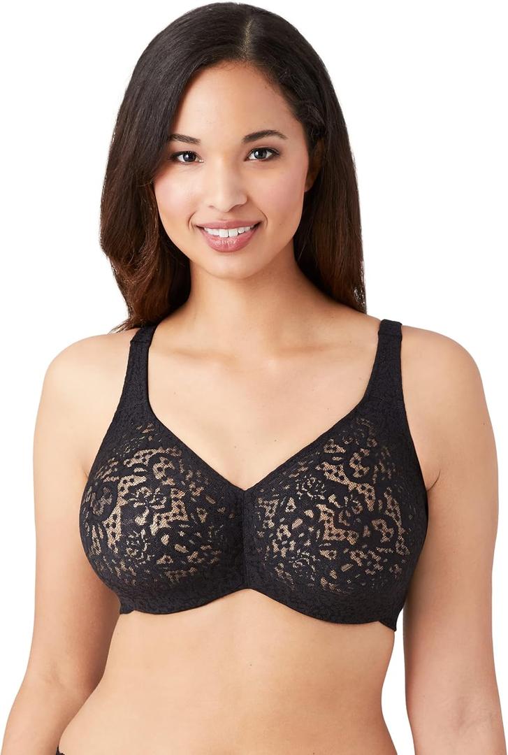 Wacoal Women's Halo Lace Full Coverage Underwire Bra (38DD, Black)