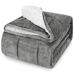 Yescool Weighted Blanket for Adults (15 lbs, 60" x 80", Light Gray) Heavy Blanket for Sleeping Perfect for 140-160 lbs, Queen Size Breathable Blanket with Premium Glass Bead, Machine Washable
