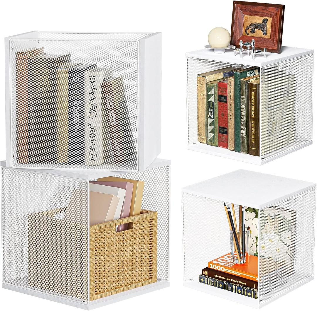 2 Cube Organizer Bookshelves DIY Variable Stackable Cube Storage Organizer for Kid Bedroom,Living Room,Small Bookshelf White