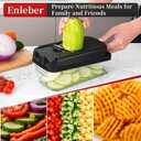 Vegetable Chopper Slicer Food Chopper with Container Veggie Dicer Cutter Salad Chopper Mandoline Slicer Cheese Grater Includes Hand Guards and Gloves & Kitchen Gadgets (Black)