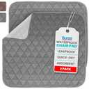 Sures Waterproof Chair Pads for Incontinence (22" x 21") - Washable, Waterproof Seat Protector - Chair Protector Seat Cover - Absorbent Pad for Bed, Seat, Car, Wheelchair & Recliner (Gray, 2 Pack)