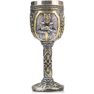 Medieval Gothic Stainless Steel Dragon Chalice Goblet, Dungeons and Dragons Vikings Halloween Warrior Pirate Resin Body Stainless Steel Decorative Cup Party Gifts for Birthday