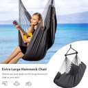 SUNCREAT Hammock Chair Swing with Steel Support Bar, Side Pocket, Large Hanging Chair Outdoor, Max 450lbs Capacity, Dark Gray