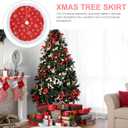 ULTECHNOVO 35. 4 Inch Large Christmas Tree Skirt Xmas Soft Cover Mat Decor Snowflake Collar Farmhouse Tree Skirt for Holiday Ornaments Party Home Indoor Decorations (Red)