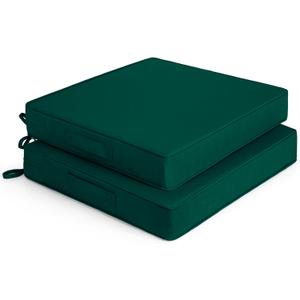 Detiblue Outdoor Chair Cushions Set of 2,20x20x3 Outdoor Seat Cushions for Patio Furniture,Waterproof Patio Chair Cushions with Ties & Handle(Green)