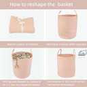 XUANGUO Cotton Rope Laundry Basket Hamper for Clothes Woven Storage Basket for Living Room Bedroom Boho Tall Rope Baskets for Blanket Toys Pillow Towels Baby Nursery Hamper Bin coral pink
