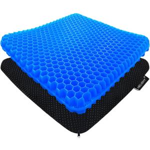 Gel Seat Cushion for Long Sitting - 1.65inch Double Thick Cooling Egg Seat Cushion for Back, Hip, Sciatica, Coccyx, Tailbone Pain Relief - Office Chair Car Seat Cushion  Wheelchair Cushions (Blue)