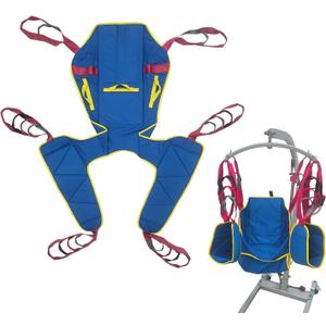 Full Body Patient Lift Sling Size S, Toileting Transfer Slings, Head and Back Support, Split Legs with Commode Opening, 5 Handles, 6 Straps, Lifting Sling Compatible with Various of Lifts
