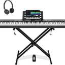 STRICH 88 Key Digital Piano Full Size Electric Keyboard with Stand, Semi-Weighted Sensitive Keys, Portable Electric Piano Set for Beginner, Bundle with Sustain Pedal, Headphones, Music Rest, SEP-150S