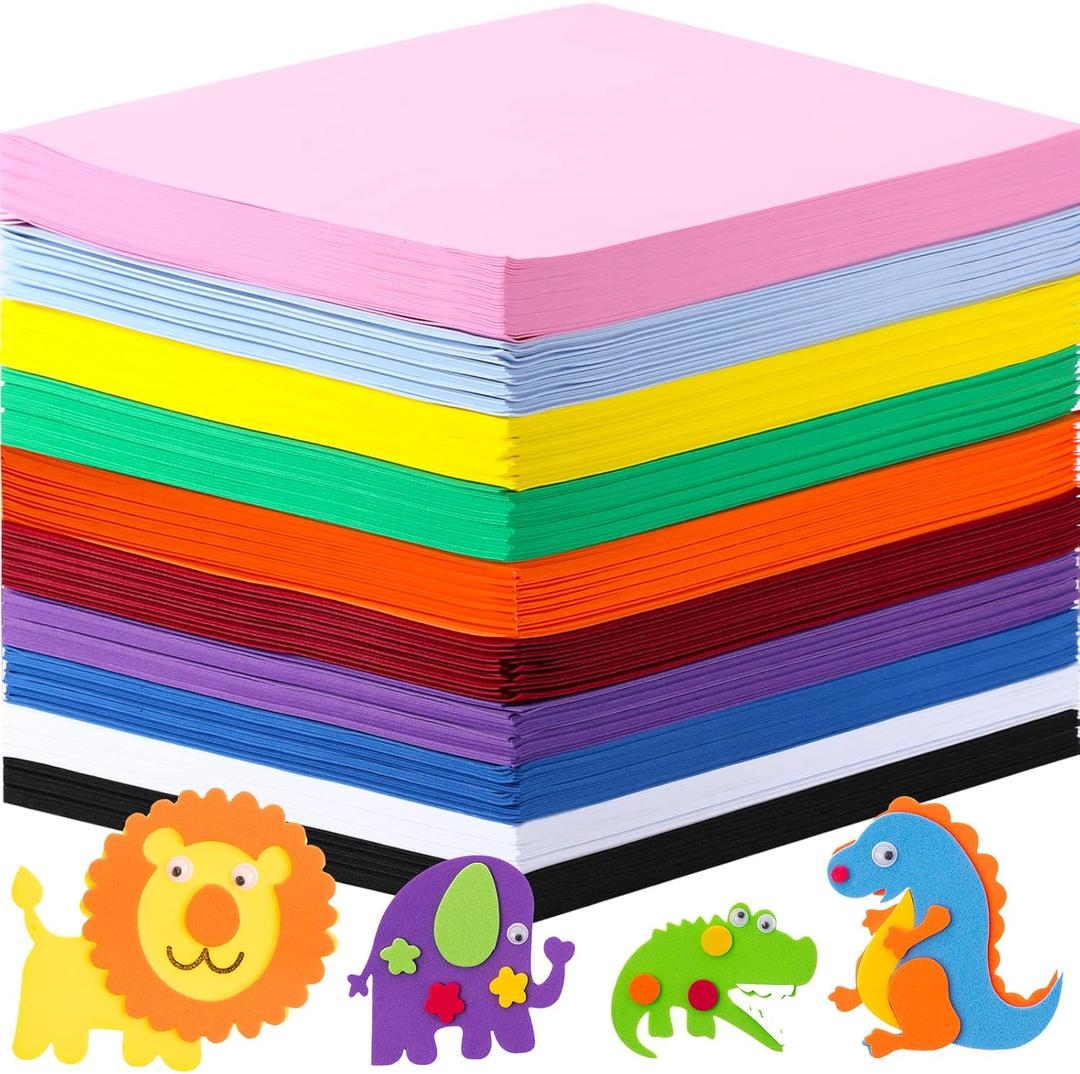 Ireer EVA Foam Sheet Crafts 9 x 12 Inch Assorted 10 Colors 1mm Foam EVA Paper for Crafts Craft Handicraft for Scrapbooking DIY Arts(150 Pcs)
