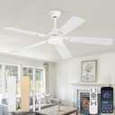 ZMISHIBO 52" Ceiling Fans with Lights, White Modern Ceiling Fan with Remote, bedroom Indoor Ceiling Fan with Dual Finish Blades, Quiet & Strong Motor, Bright LED Light.
