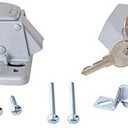 RV Designer E311, Camper Trailer RV Door Latch with Lock, Entry Door Hardware, Gray